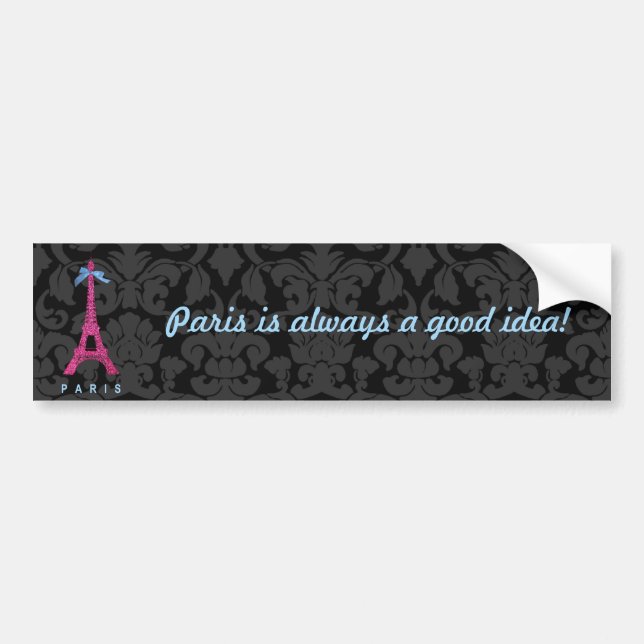 Hot Pink Eiffel Tower in faux glitter Bumper Sticker (Front)