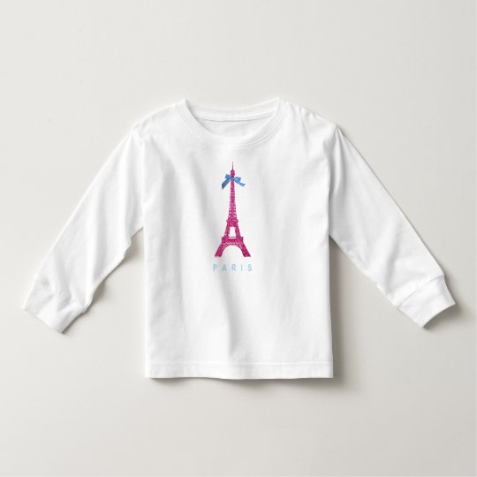 Hot Pink Eiffel Tower in faux glitter Toddler T-shirt