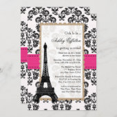 Hot Pink Eiffel Tower Parisian Bridal Shower Invitation (Front/Back)