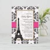Hot Pink Eiffel Tower Parisian Bridal Shower Invitation (Standing Front)