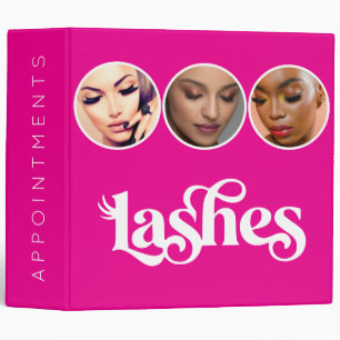 Hot Pink Elegant 3 Photo Lashes Appointments Ring Binder