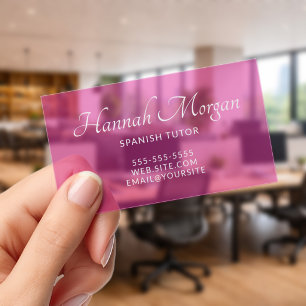 Hot Pink Elegant Calligraphy Clear Business Cards