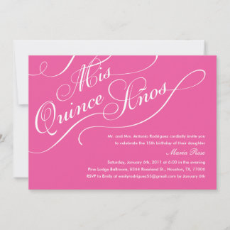 Hot Pink Elegant Quinceanera Invitations