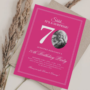 Hot Pink   Elegant Surprise 70th Birthday Party Invitation