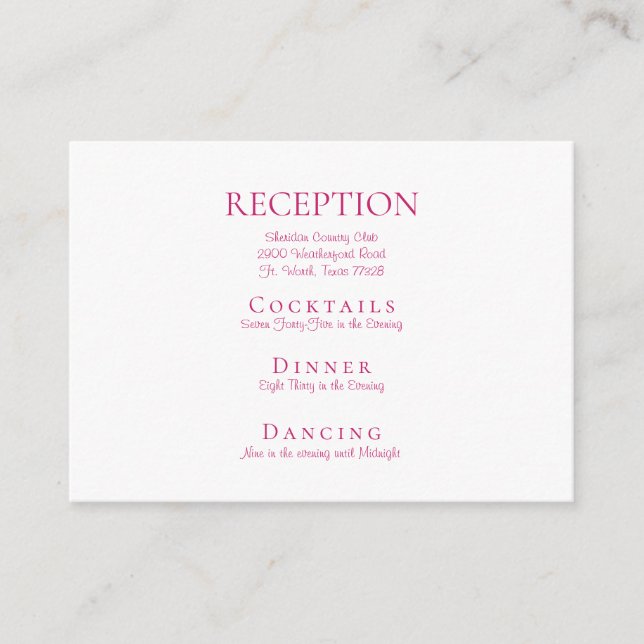 Hot Pink Elegant Wedding Reception Enclosure (Front)