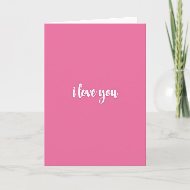 Hot Pink Embossed I Love You Card (Front)