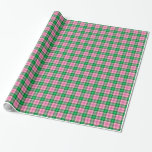 Hot Pink Emerald Forest Green Plaid Tartan Wrapping Paper