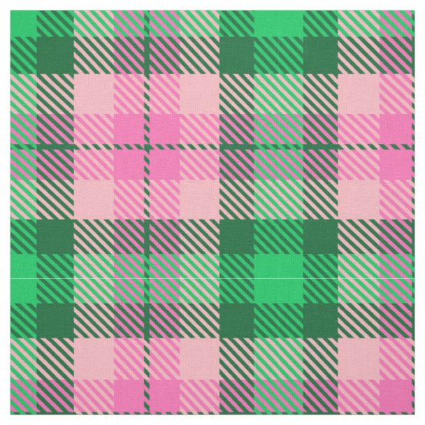 pink green plaid fabric | Zazzle