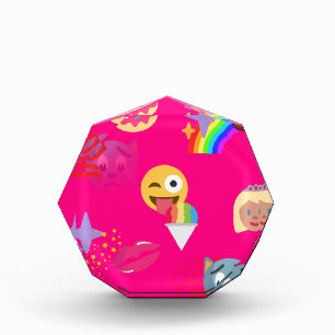 hot pink emoji acrylic award