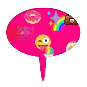 hot pink emoji cake topper