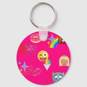 hot pink emoji keychain