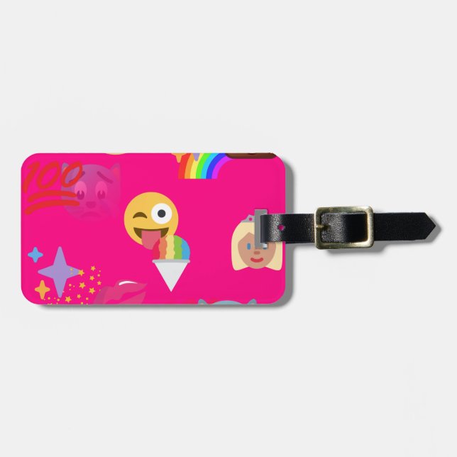 hot pink emoji luggage tag (Front Horizontal)
