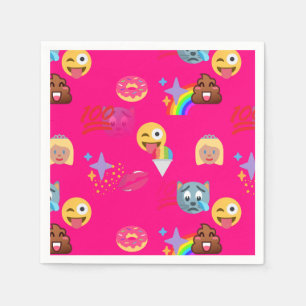 hot pink emoji paper napkins