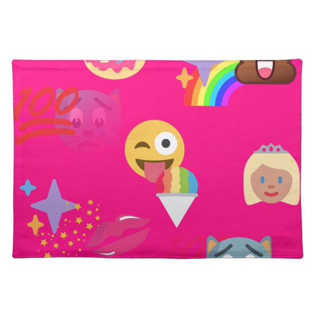 hot pink emoji placemat (Front)
