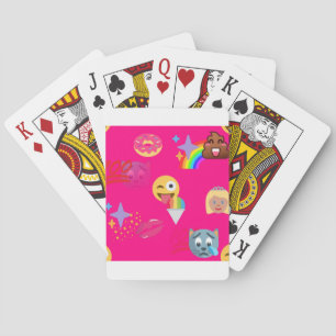 hot pink emoji poker cards