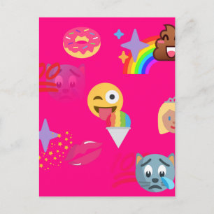 hot pink emoji postcard