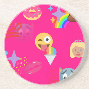 hot pink emoji sandstone coaster
