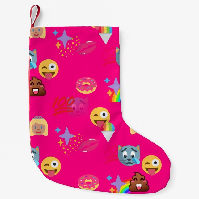 hot pink emoji xmas christmas stocking (Front)