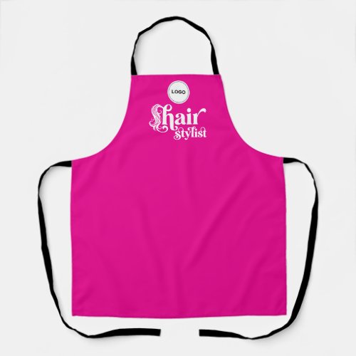 Hot Pink Employee Your Logo Hair Salon Apron