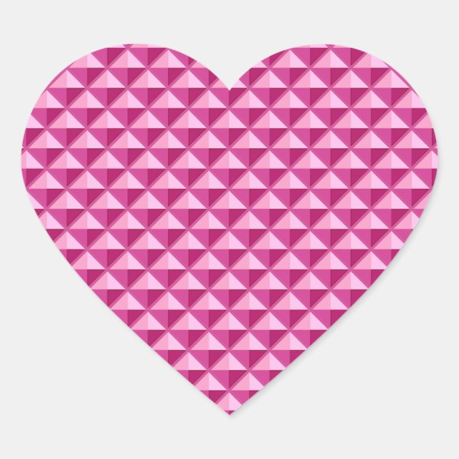 Hot pink, enamel look, studded grid heart sticker (Front)