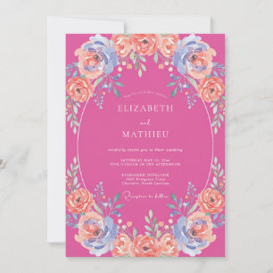 Hot Pink Ethereal Summer Wedding Invitation