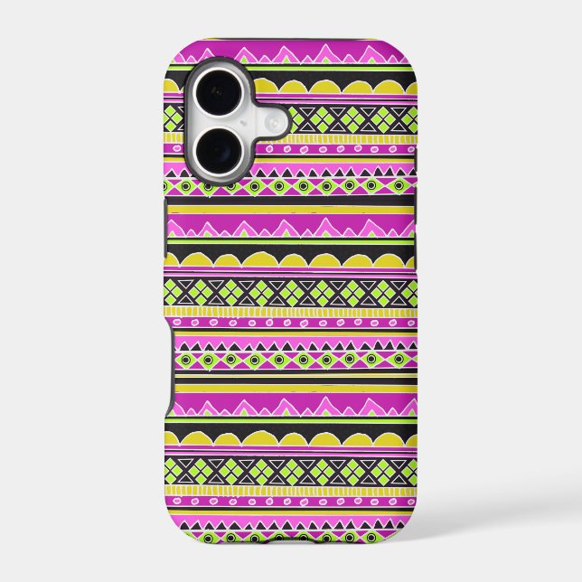 Hot Pink ethnic pattern Iphone Case (Back)