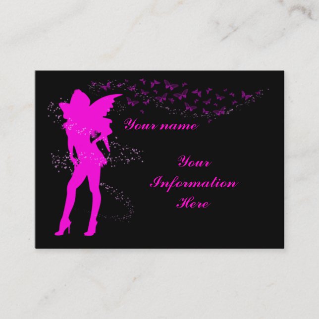 Hot pink fairy business, profile card template (Front)