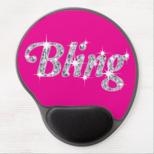 Hot Pink Faux diamond bling design gel mouse pad. Pad
