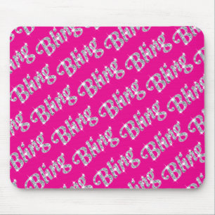 Hot Pink Faux diamond bling design mouse mat