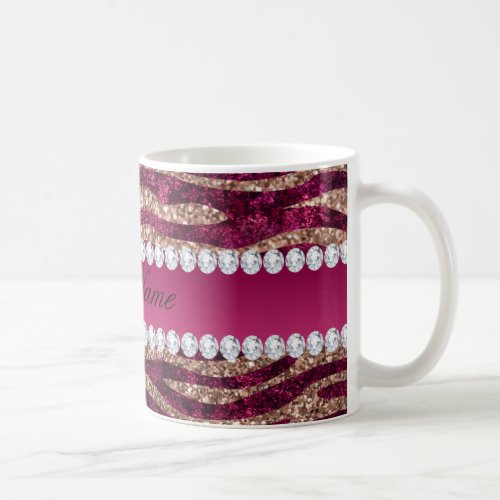 Hot Pink Faux Foil Zebra Stripes Rose Gold Coffee Mug