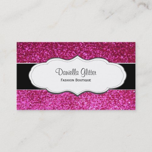 Hot Pink Faux Glitter Business Cards