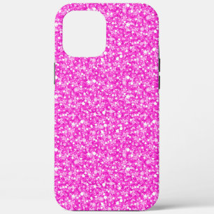 Hot pink faux glitter iPhone 12 pro max case