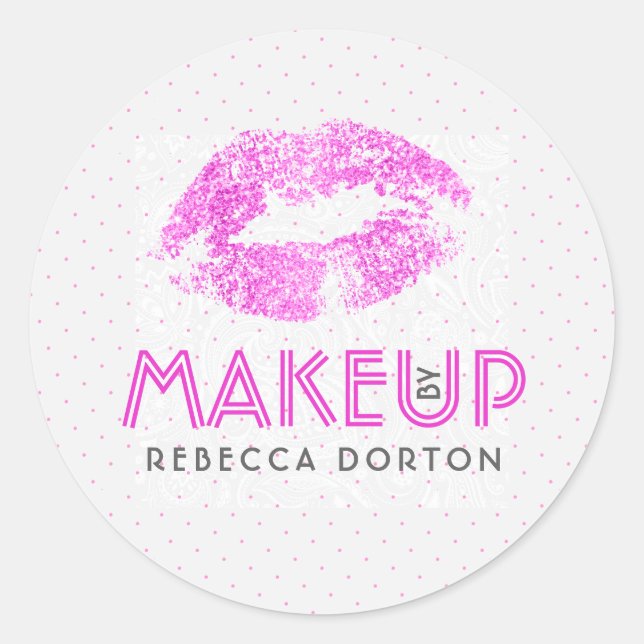Hot Pink Faux Glitter Custom Text Template Classic Round Sticker (Front)
