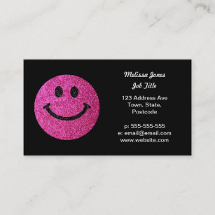 Hot pink faux glitter face business card