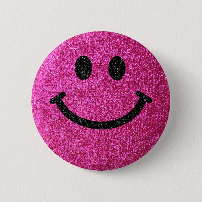 Hot pink faux glitter face button (Front)