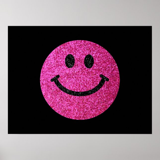 Hot pink faux glitter face poster (Front)