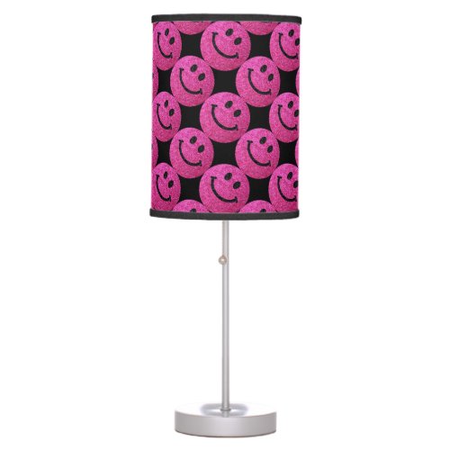 Hot pink faux glitter face table lamp