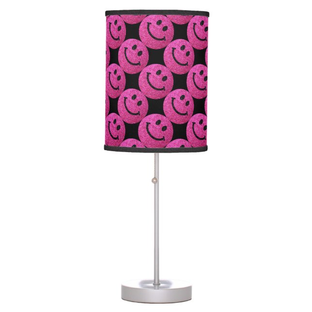 Hot pink faux glitter face table lamp (Front)
