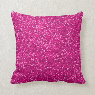 Hot Pink Faux Glitter Look Sparkly Sparkles Glam Throw Pillow