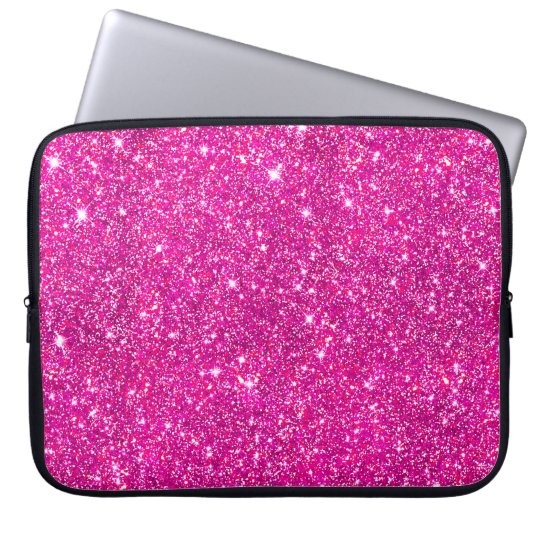 Hot Pink Faux Glitter Shining Pattern Girly Laptop Sleeve