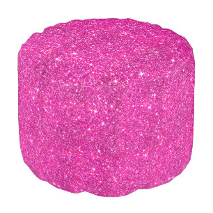 Hot Pink Faux Glitter Sparkle Pattern Girly Modern Pouf