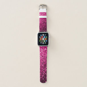 Hot pink faux glitter sparkles apple watch band