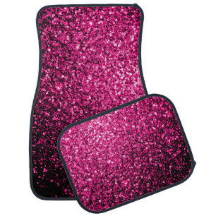 Hot pink faux glitter sparkles car floor mat