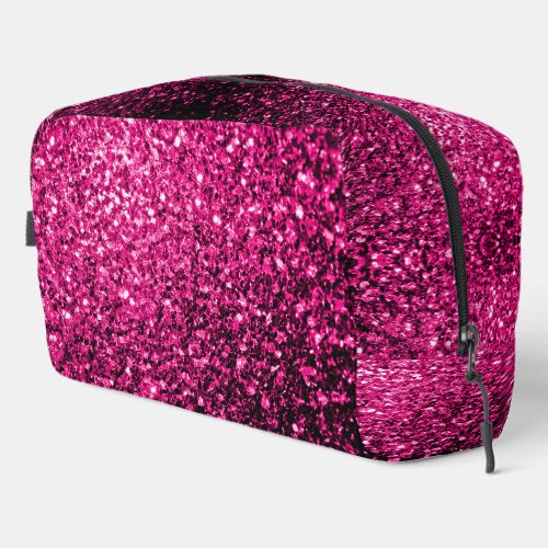 Hot pink faux glitter sparkles dopp kit
