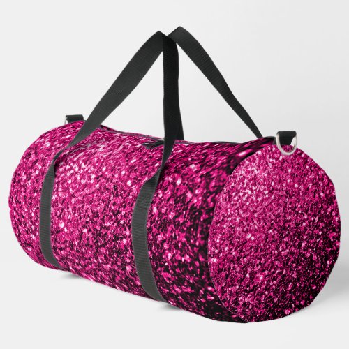 Hot pink faux glitter sparkles duffle bag