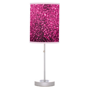 Hot pink faux glitter sparkles table lamp
