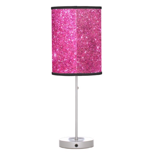 Hot Pink Faux Glitter Table Lamp (Back)