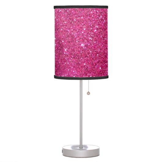 Hot Pink Faux Glitter Table Lamp (Left)