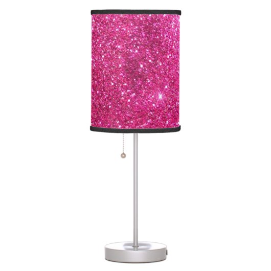 Hot Pink Faux Glitter Table Lamp (Right)