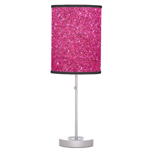 Hot Pink Faux Glitter Table Lamp (Front)